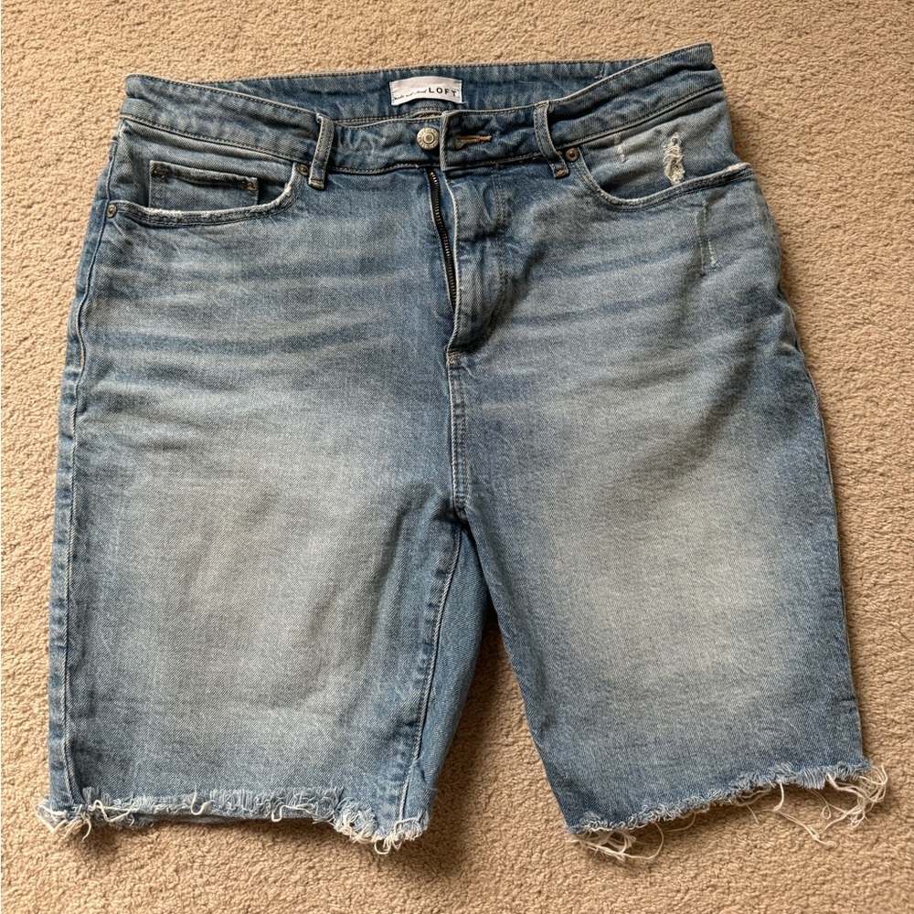 LOFT made and loved distressed denim shorts